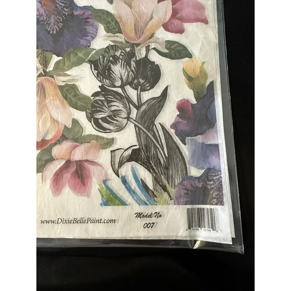 New Sealed Belles & Whistles Colorful Floral Decoupage Rice Paper 11.81”x12.6”